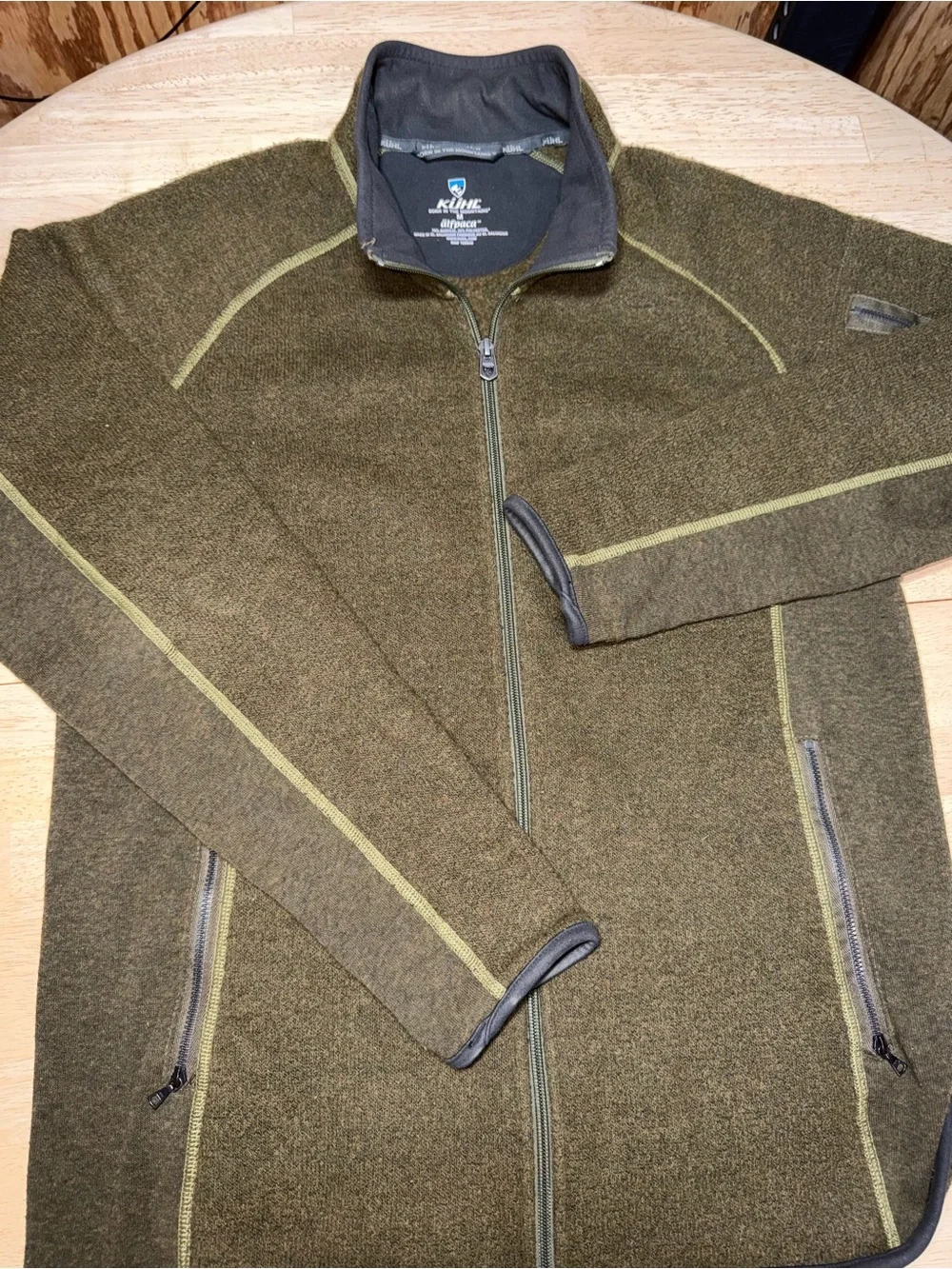 Kuhl Alfpaca Kashmira Jacket Hiking Mens Medium Green Fleece Full Zip Thumbholes